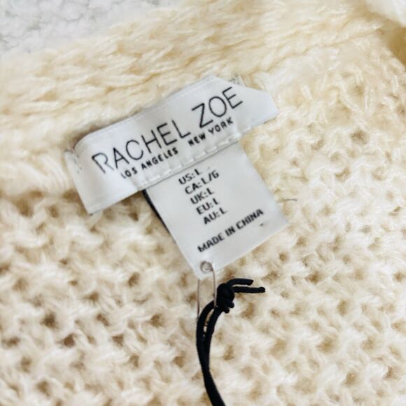 Rachel Zoe Long Cardigan Sweater Cream Sz Large Cable Knit NWT - Picture 7 of 8